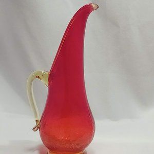 Amberina Crackle Glass Kanawha stretched Spout pitcher